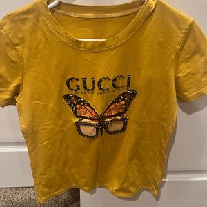 Gucci Yellow Butterfly Logo Tee